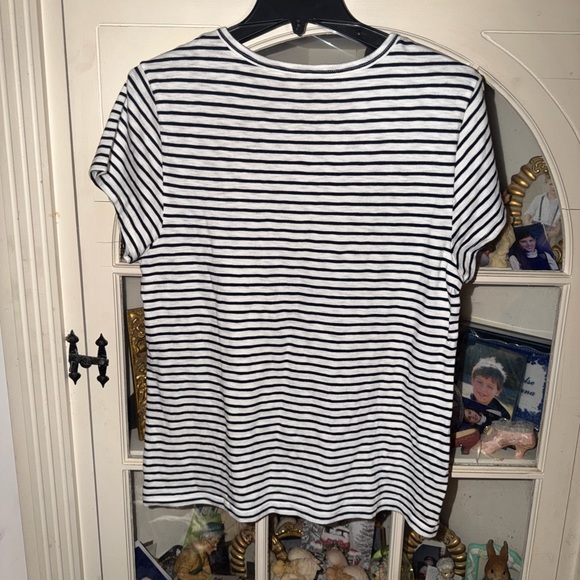 J. Crew Black and White Striped Short Sleeve Tee - Picture 2 of 3
